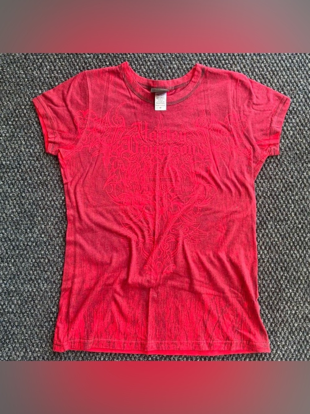Harley-Davidson Women's Red Short-Sleeve Graphic Baby Tee